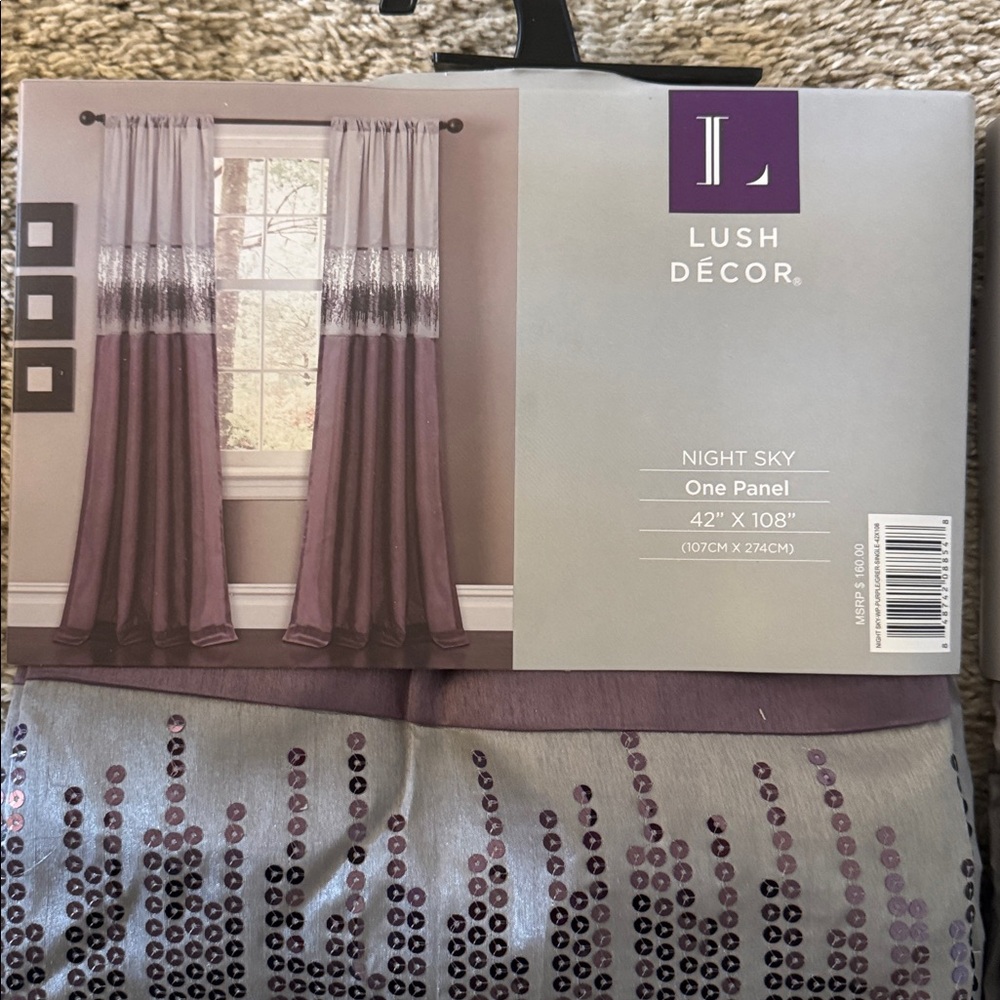 Lush Decor Purple and Silver Sequin Curtain Set - Picture 2 of 2